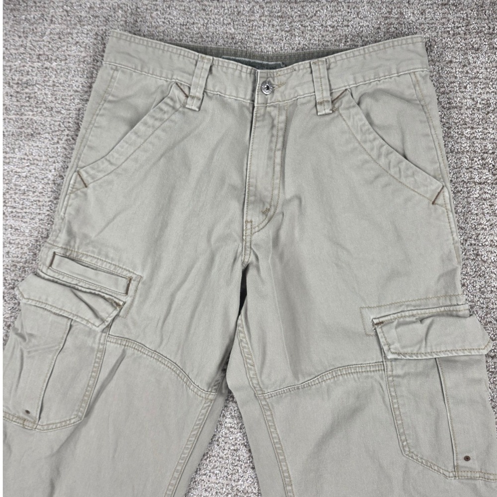 Vtg Levis SilverTab Trooper Cargo Pants Mens 32x28 Khaki Tan Baggy Y2K Tactical - Picture 3 of 11